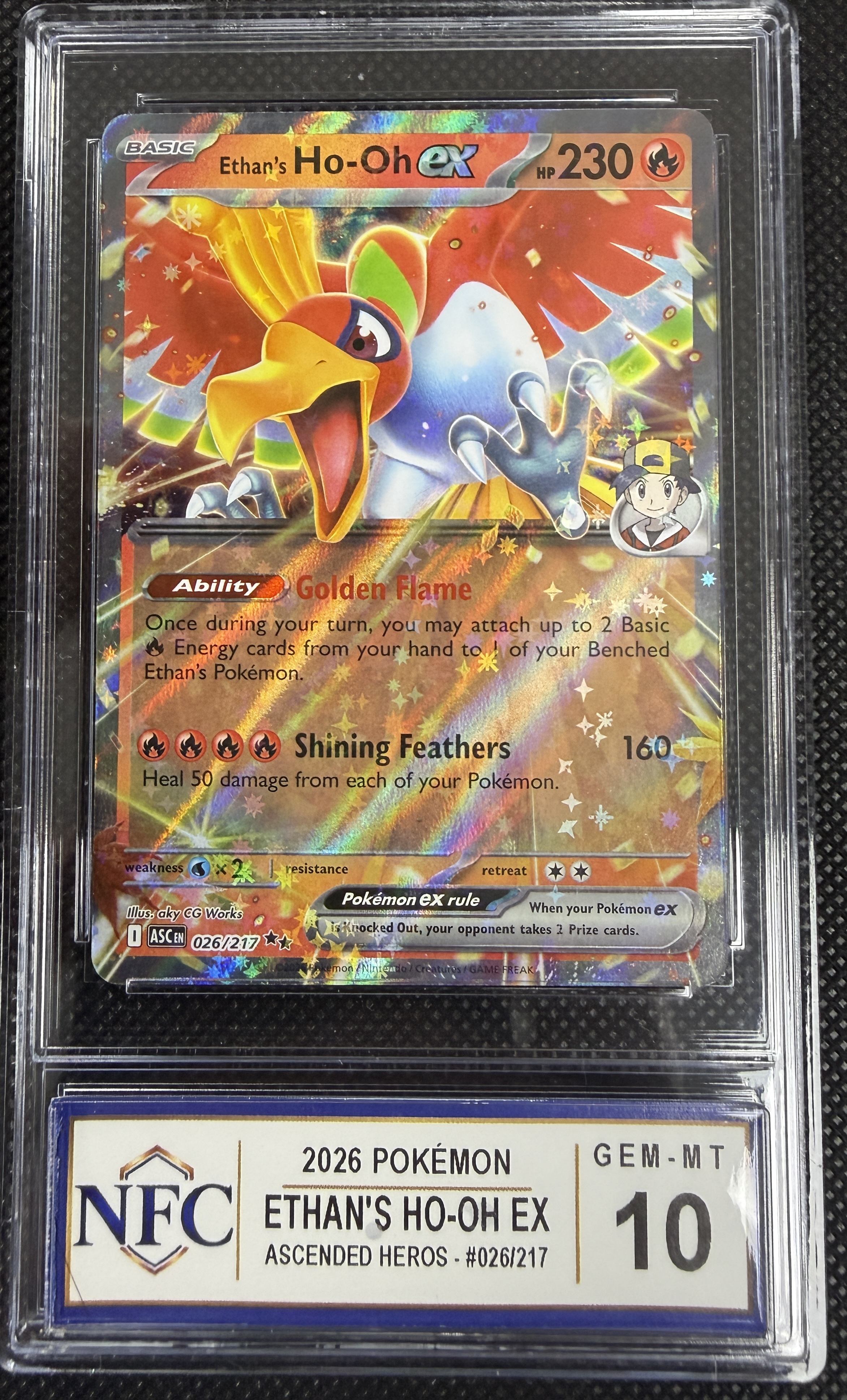 2026 Pokemon Ascended Heroes ETHAN'S HO-OH EX #026/217 Graded NFC GEM-MT 10